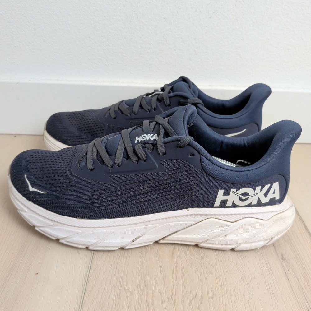 Hoka One One Arahi 7 Mens 10D Running Shoes Sneakers Outerspace White Navy‎ Blue